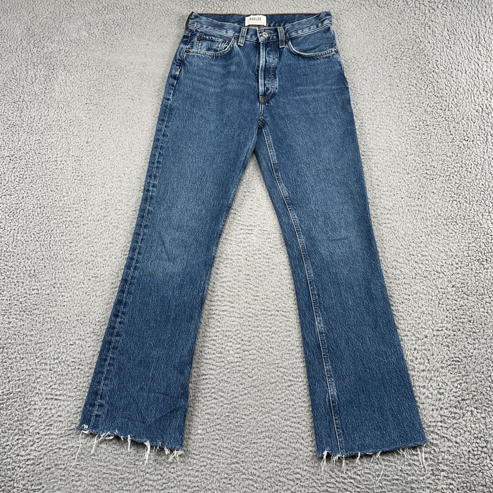 Agolde Jeans Womens 24 Blue Relaxed Boot Raw Hem Organic Cotton A180-1371